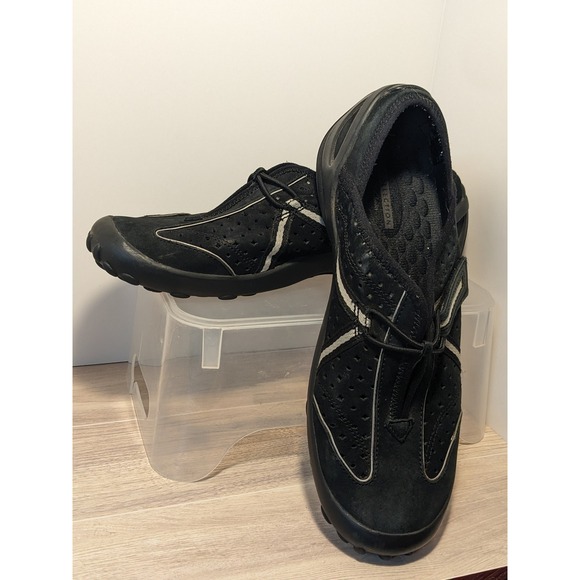 Clarks Shoes - Clarks Collection Womens Black Nubuck Bungee Slip On Walking Shoes Size 7W 13285